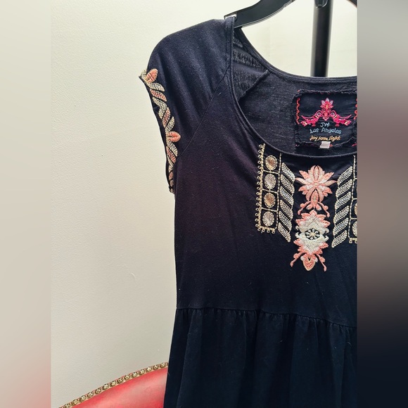 JW Los Angeles (Johnny Was) Embroidered Black Dress, Size XS in EUC - Picture 4 of 8